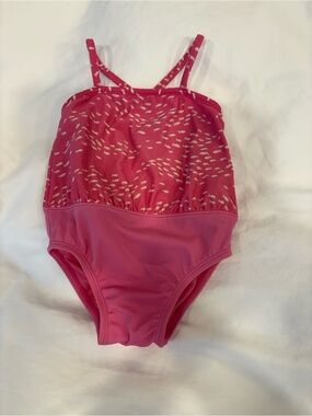Girls' Toddler Pink One-Piece Swim Suit with Fish Print